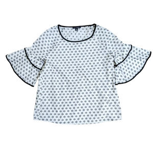 xs tommy hilfiger dots diamond textured top bell short sleeve